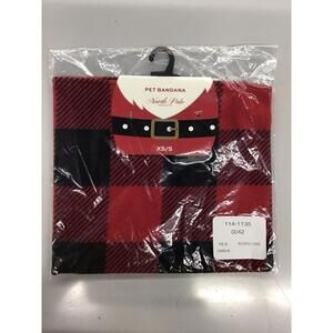 JCPenney pet bandana North Pole red buffalo check size xsmall/small new from jcp